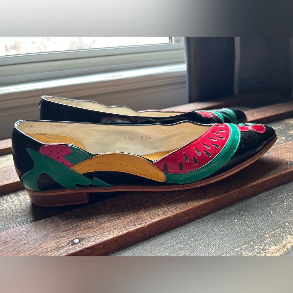 Beautiful patent leather fruit salad flats